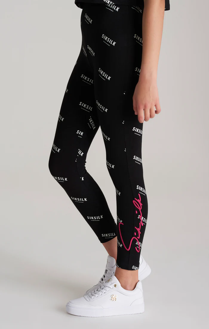 Girls Black Printed Legging - Image 2
