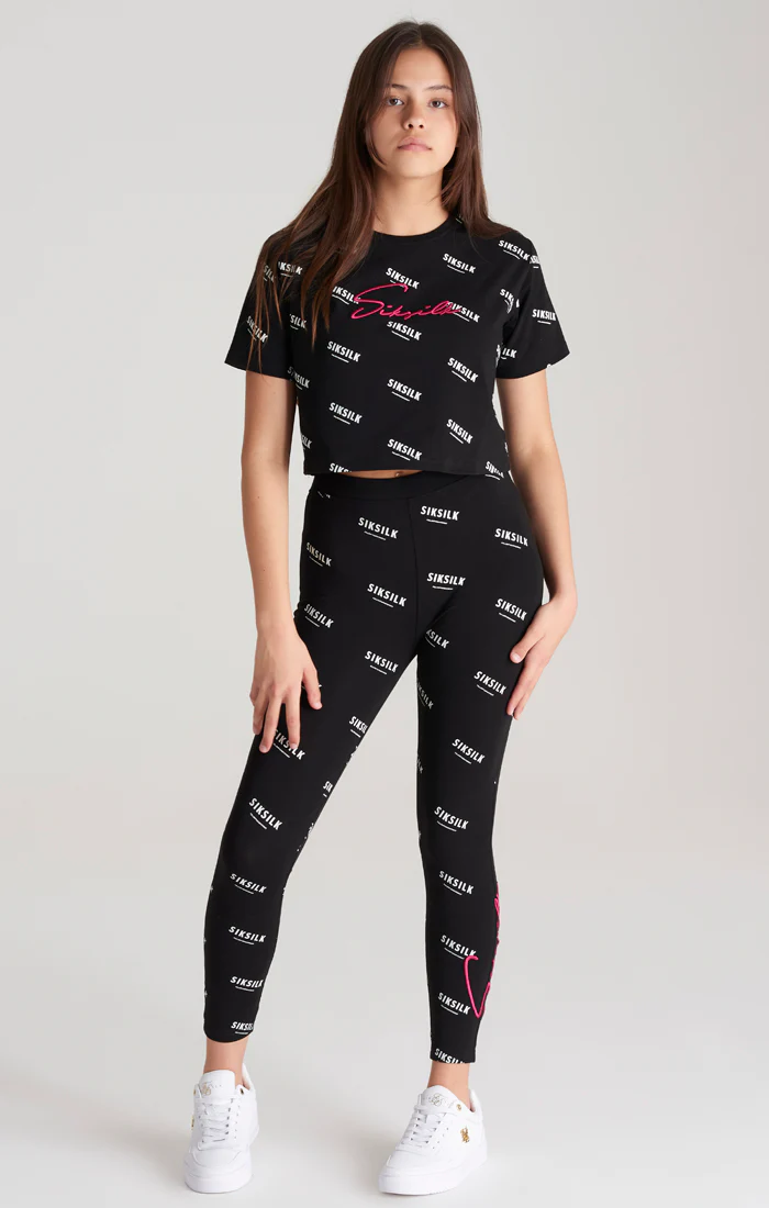 Girls Black Printed Legging - Image 4