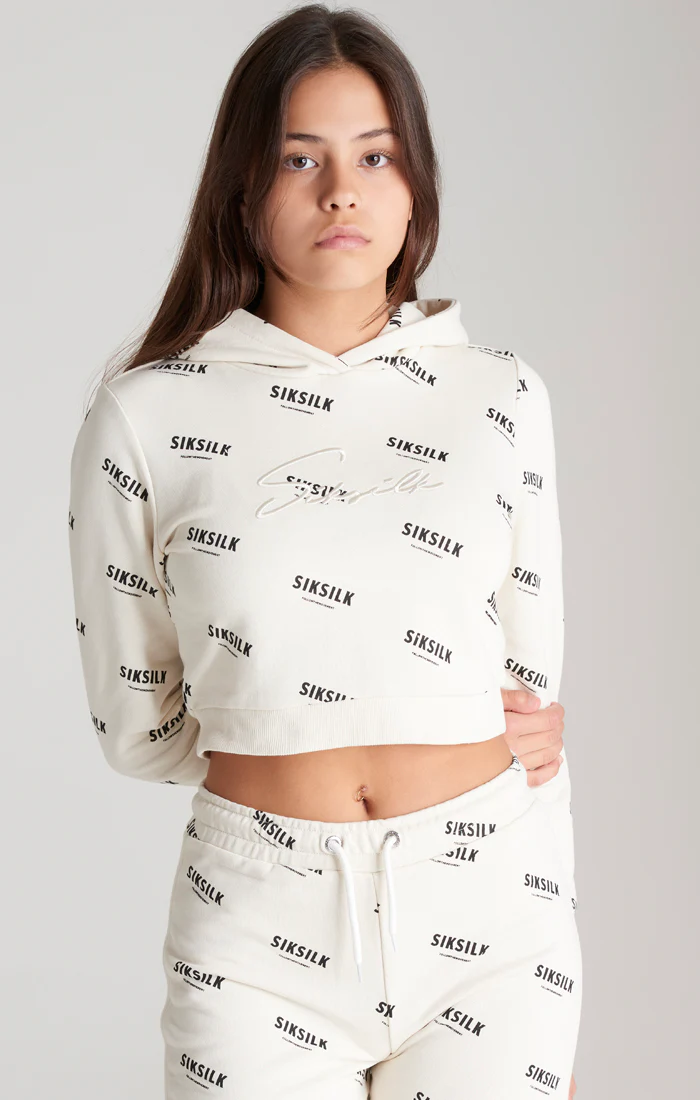 Girls Ecru Signature Cropped Sweatshirt