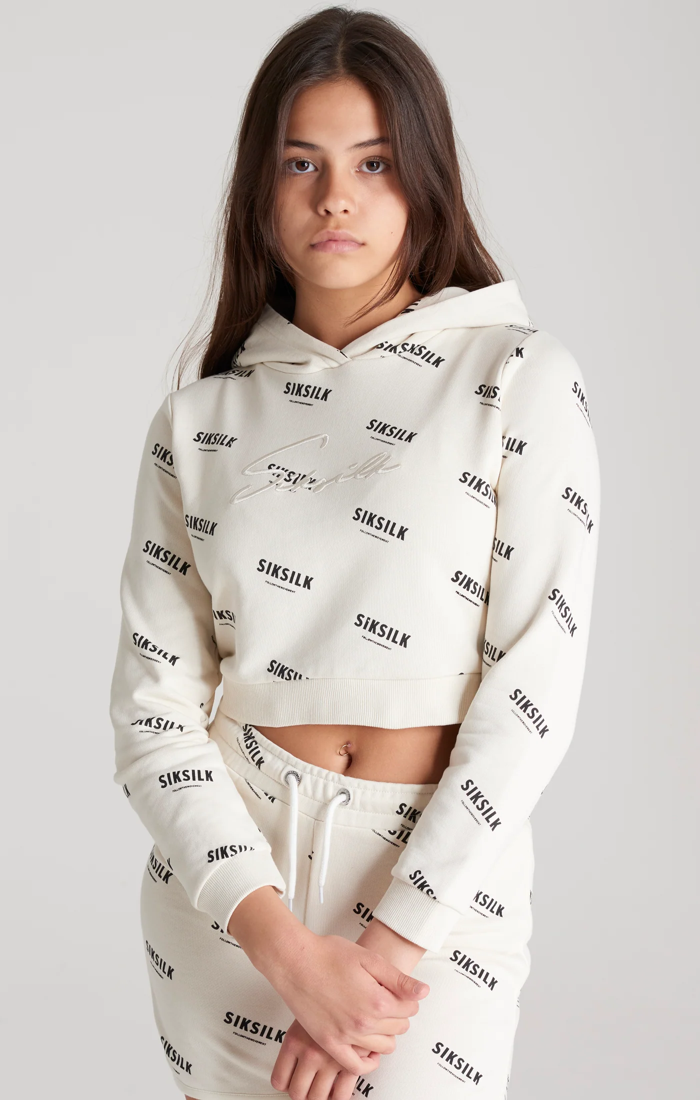 Girls Ecru Signature Cropped Sweatshirt - Image 2