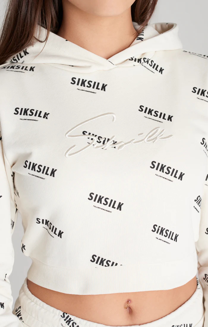 Girls Ecru Signature Cropped Sweatshirt - Image 3