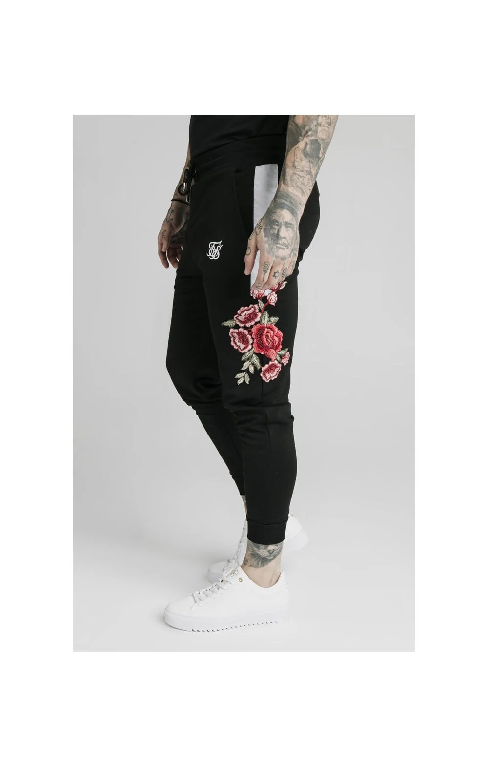 SikSilk Applique Panelled Fitted Joggers - Black - Image 2