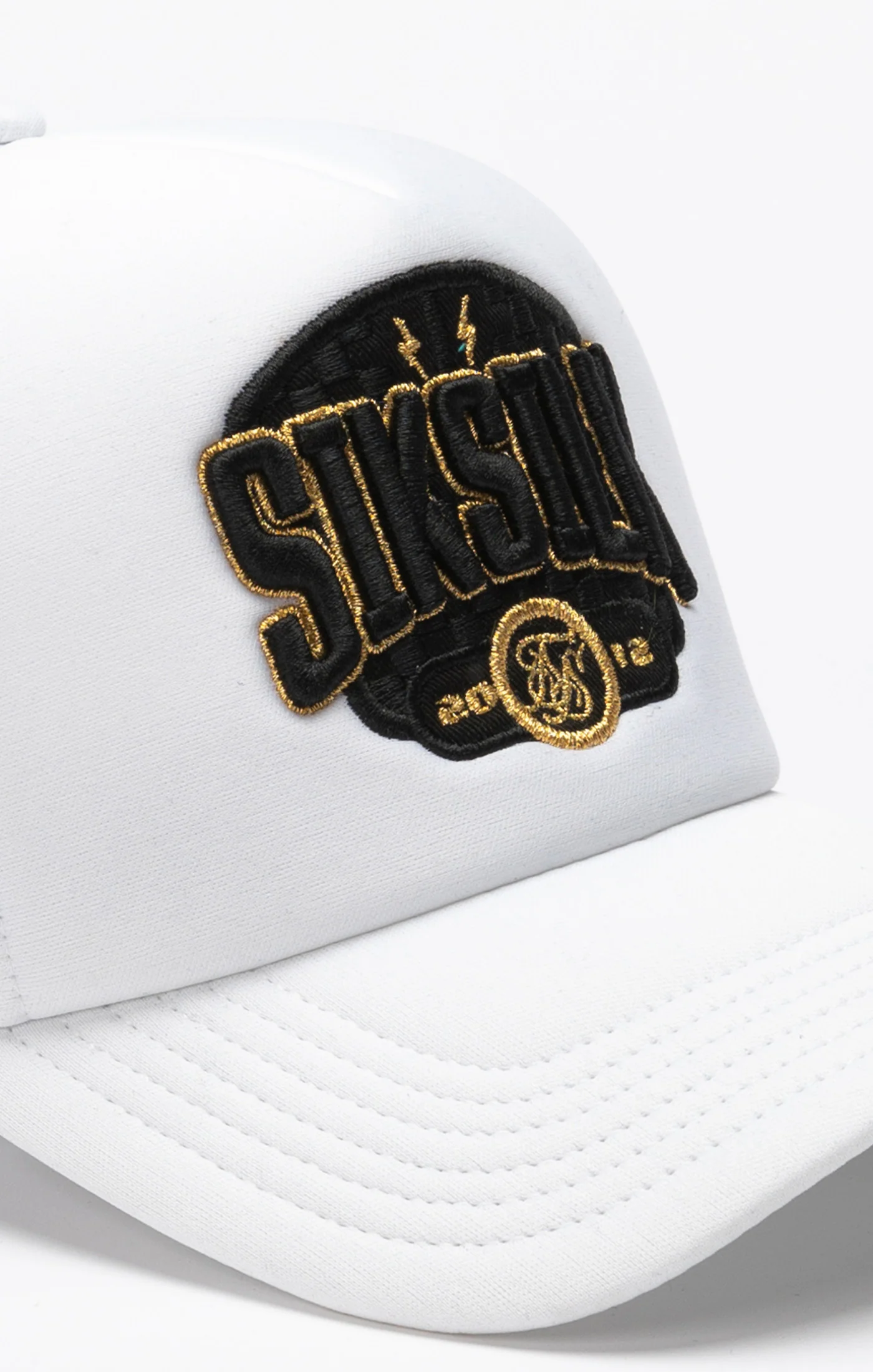 White Applique Patch Foam Mesh Trucker Cap - Image 2