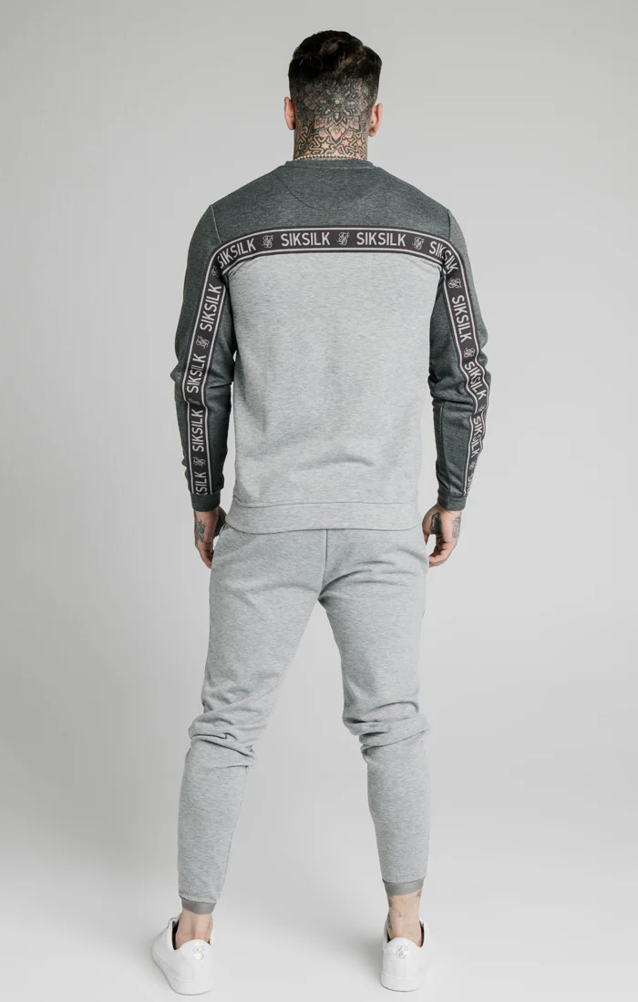 SikSilk Arc Tech Fade Crew Sweat - Grey Marl - Image 3