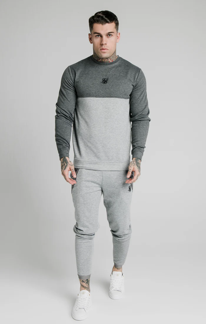 SikSilk Arc Tech Fade Crew Sweat - Grey Marl - Image 4