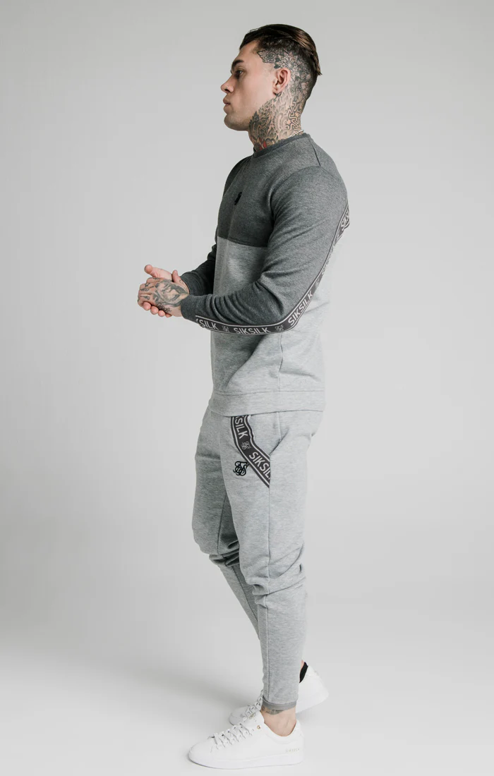 SikSilk Arc Tech Fade Crew Sweat - Grey Marl - Image 5