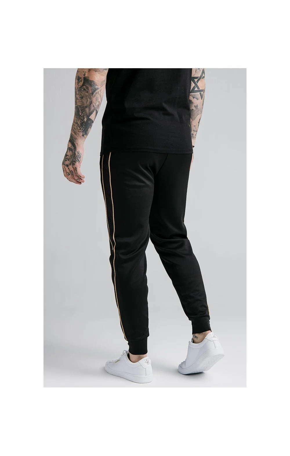 SikSilk Astro Cuffed Track Pants - Black & Gold - Image 3
