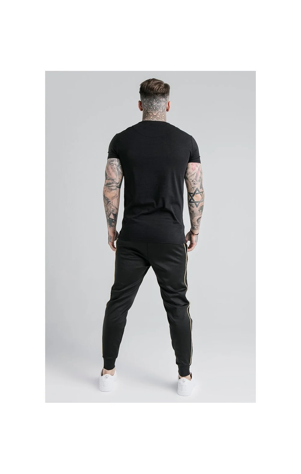 SikSilk Astro Cuffed Track Pants - Black & Gold - Image 5