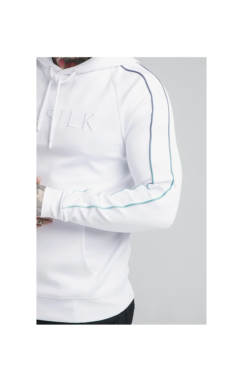 SikSilk Astro Fade Overhead Hoodie - White & Pacific Fade - Image 2