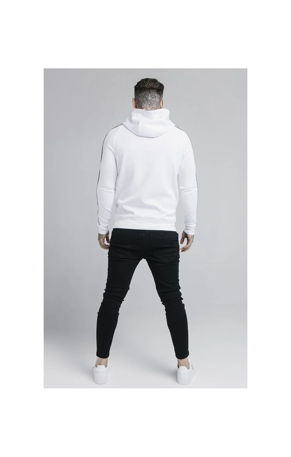 SikSilk Astro Fade Overhead Hoodie - White & Pacific Fade - Image 3