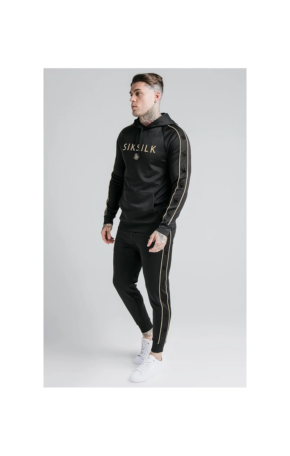 SikSilk Astro Overhead Hoodie - Black & Gold - Image 3