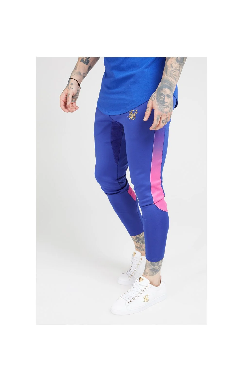 SikSilk Athlete fade Track Pants - Neon Blue - Image 2
