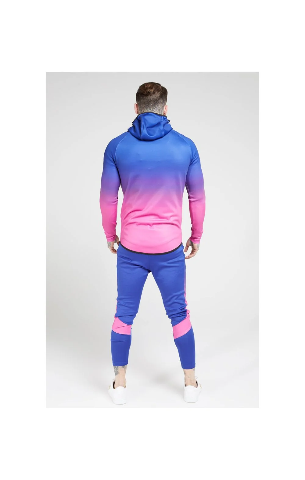 SikSilk Athlete Fade Zip Through Hoodie – Blue Neon - Image 5