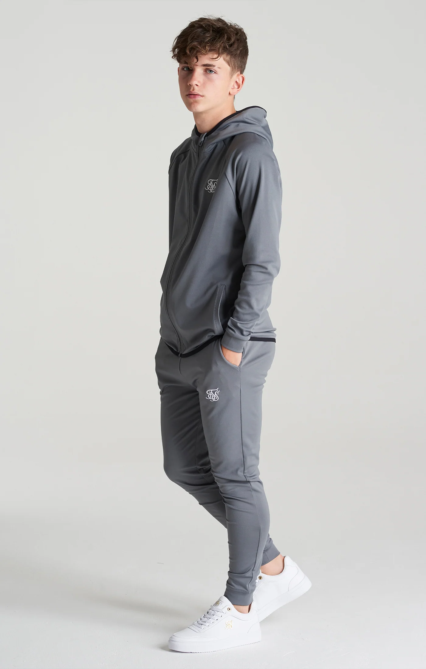 Boys Grey Essential Zip Thru Hoodie - Image 3