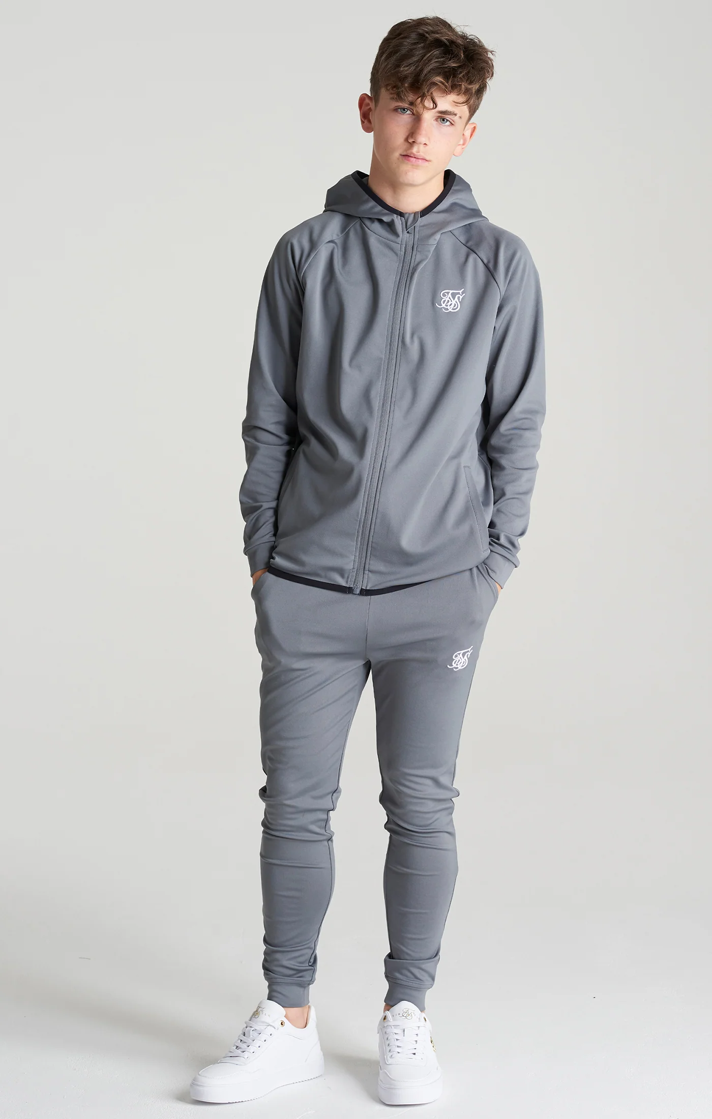 Boys Grey Essential Zip Thru Hoodie - Image 4