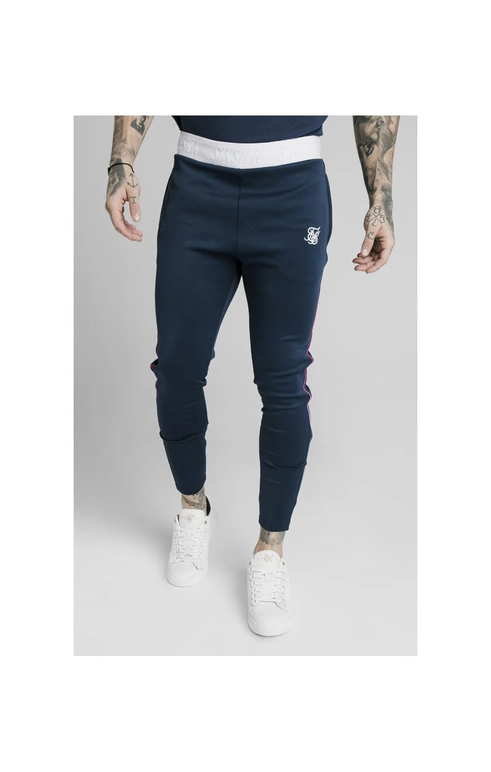SikSilk Athlete Prestige Fade Track Pants - Navy