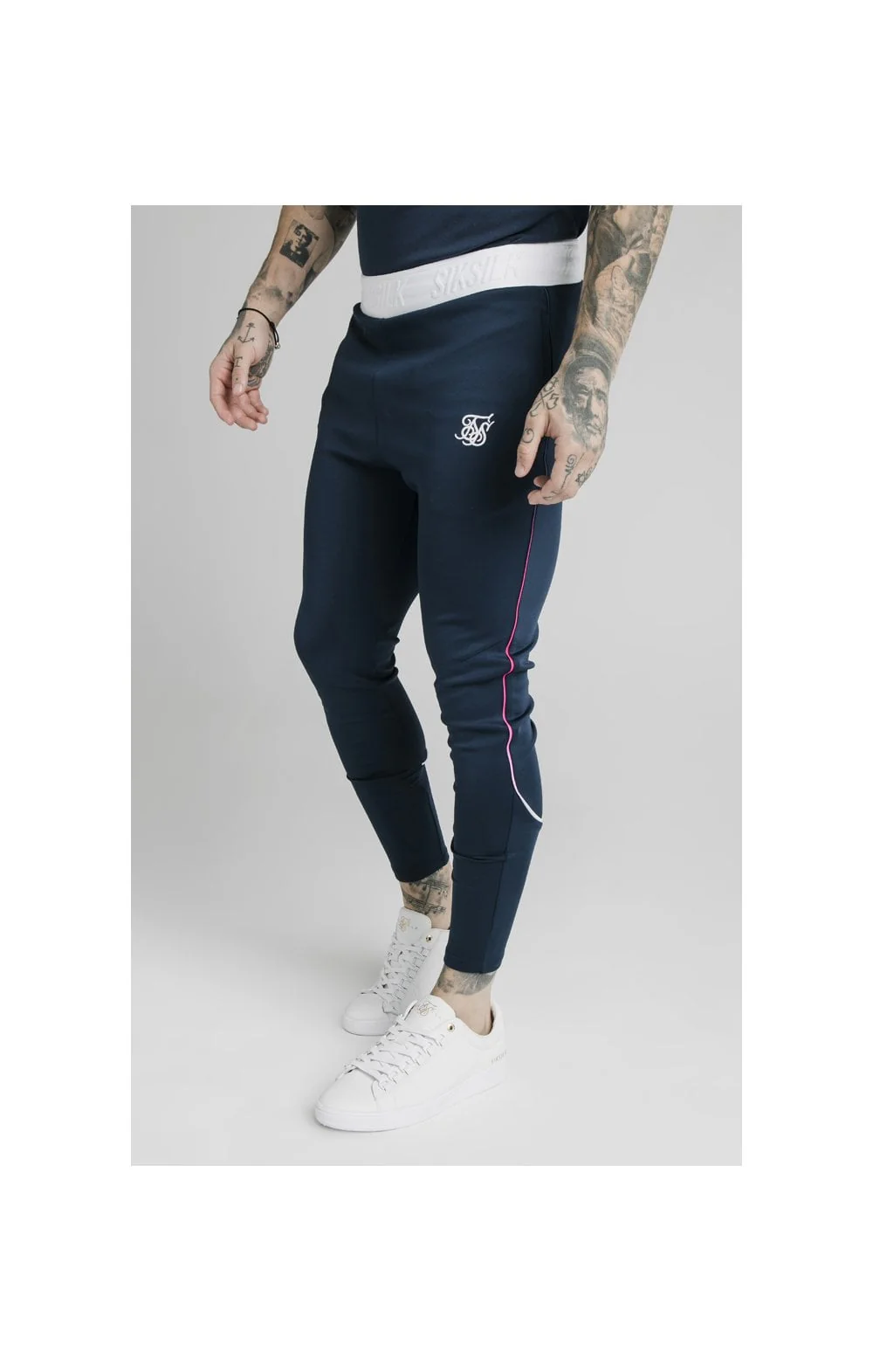 SikSilk Athlete Prestige Fade Track Pants - Navy - Image 3
