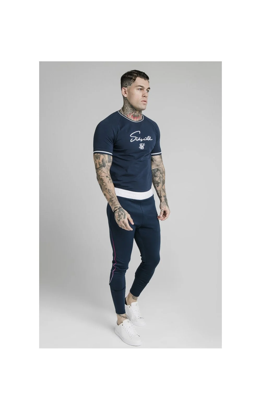 SikSilk Athlete Prestige Fade Track Pants - Navy - Image 6