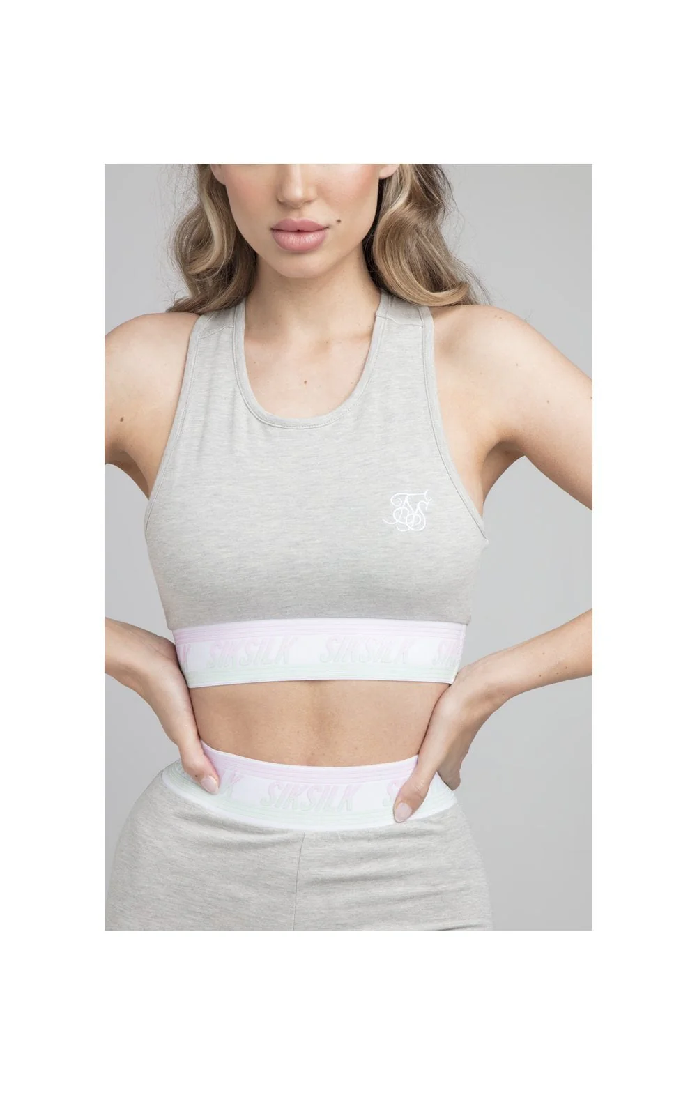 SikSilk Aurora Fade Bralette - Grey Marl - Image 2