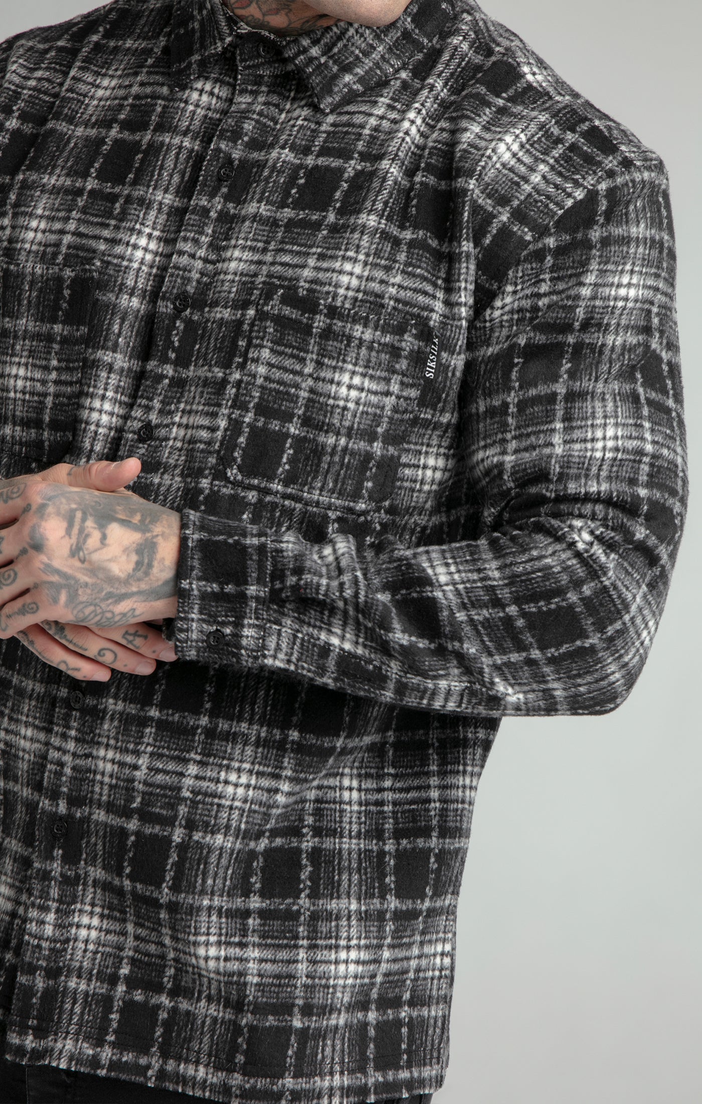 Black Distressed Check Shirt - Image 5