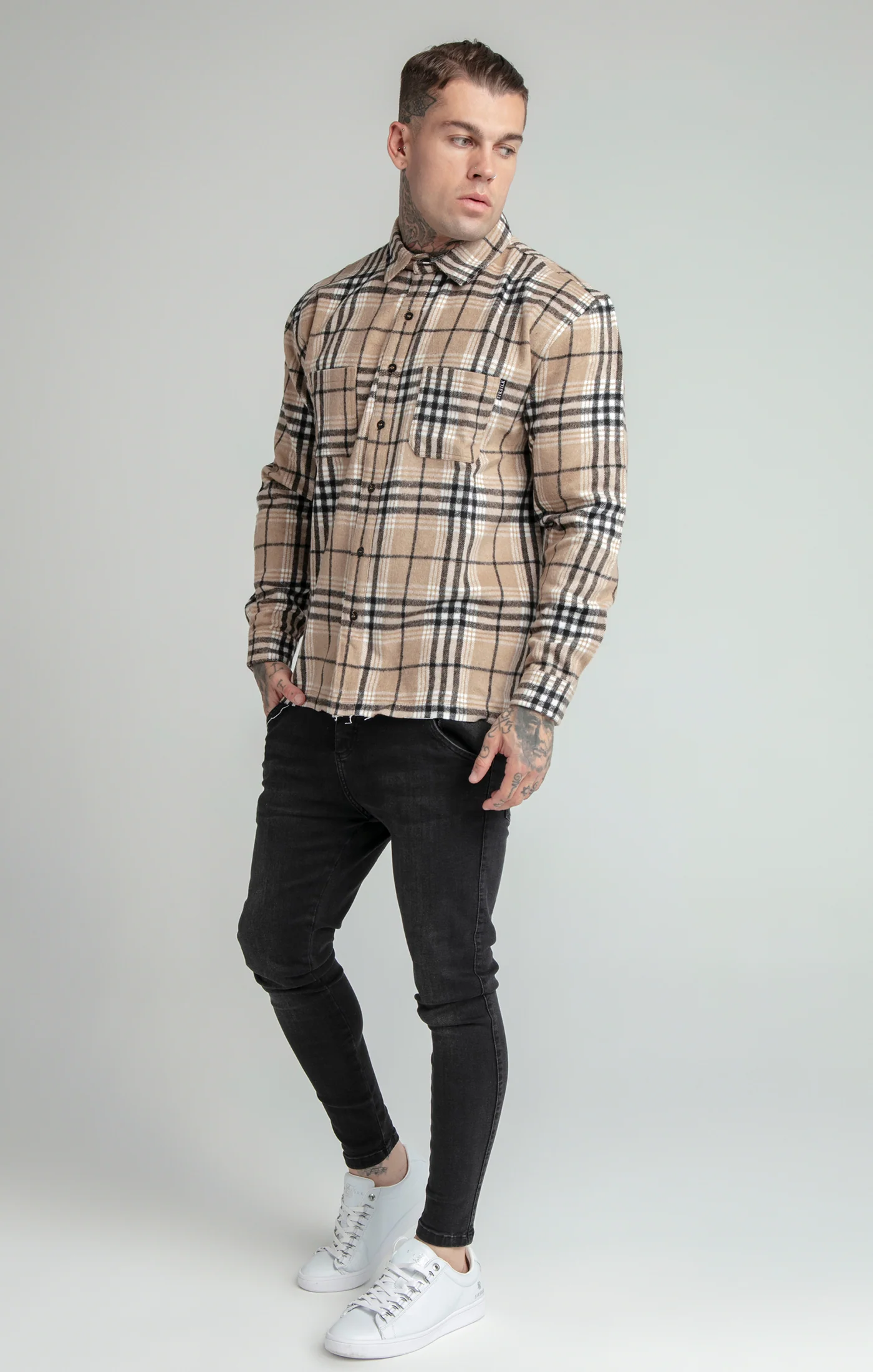Brown Distressed Check Shirt - Image 2