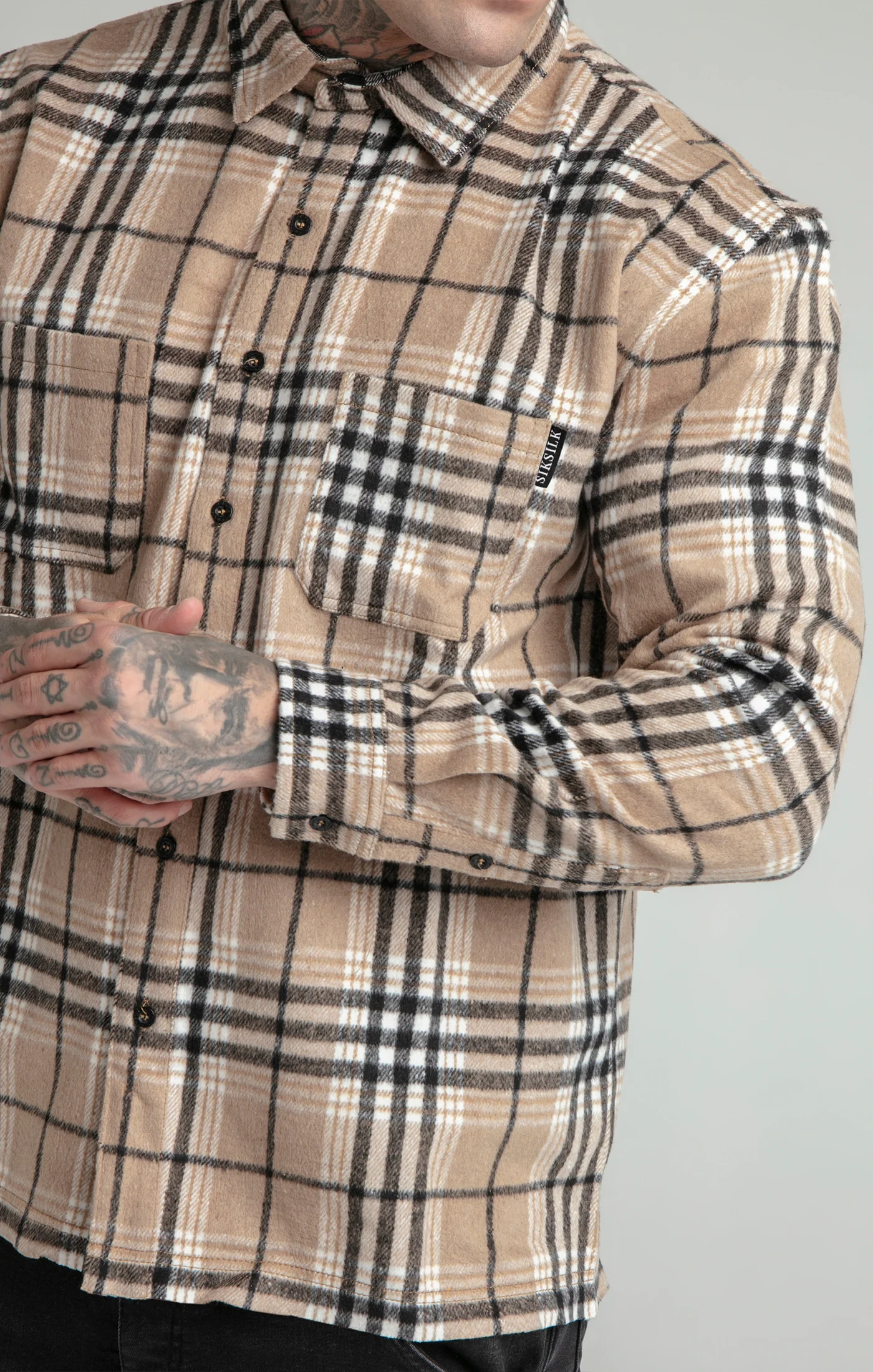 Brown Distressed Check Shirt - Image 5