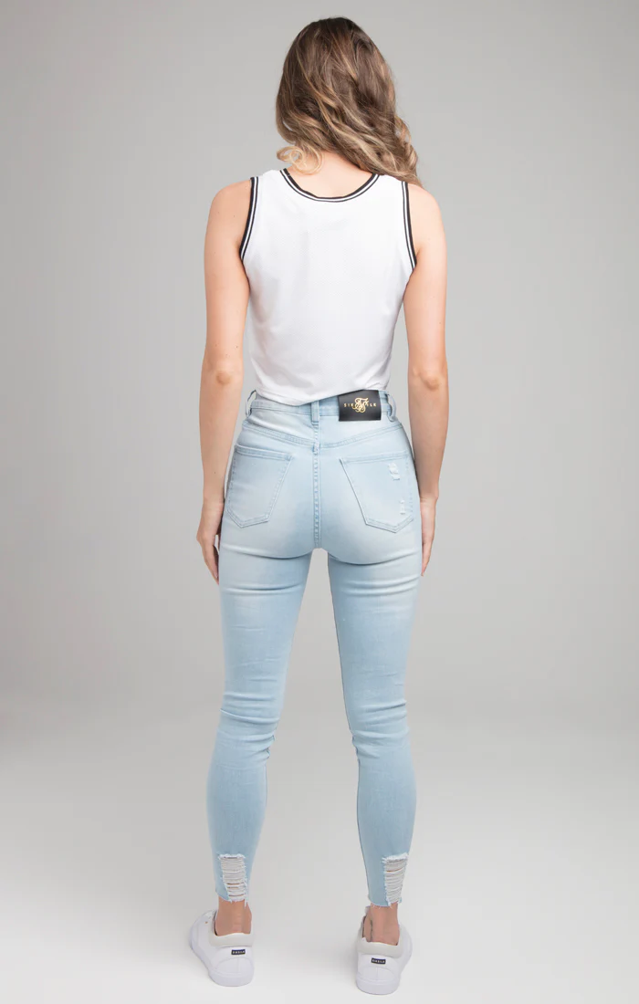 SikSilk Baseball Crop Vest - White - Image 3