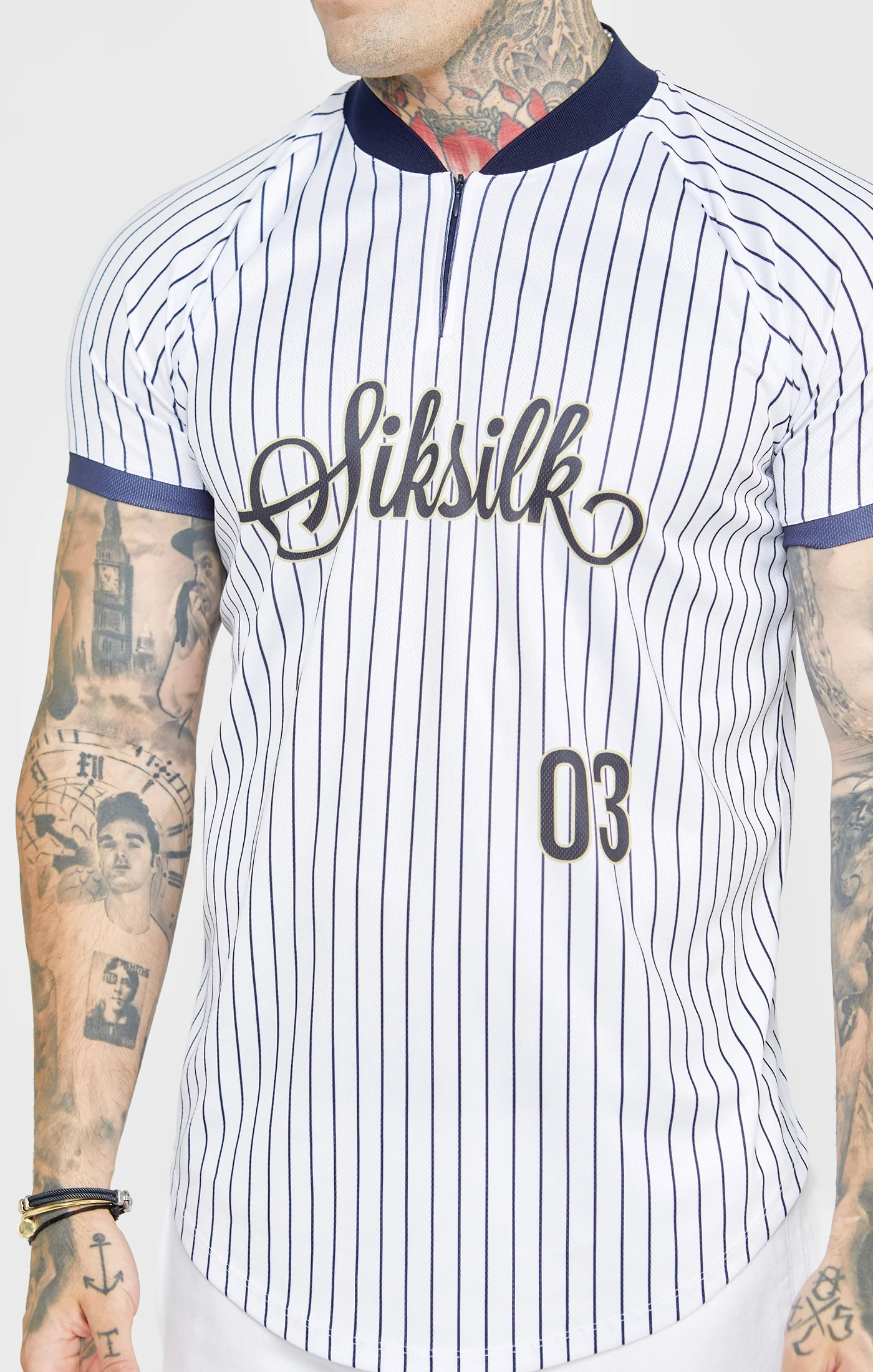 White Fitted Baseball Jersey T-Shirt - Image 2