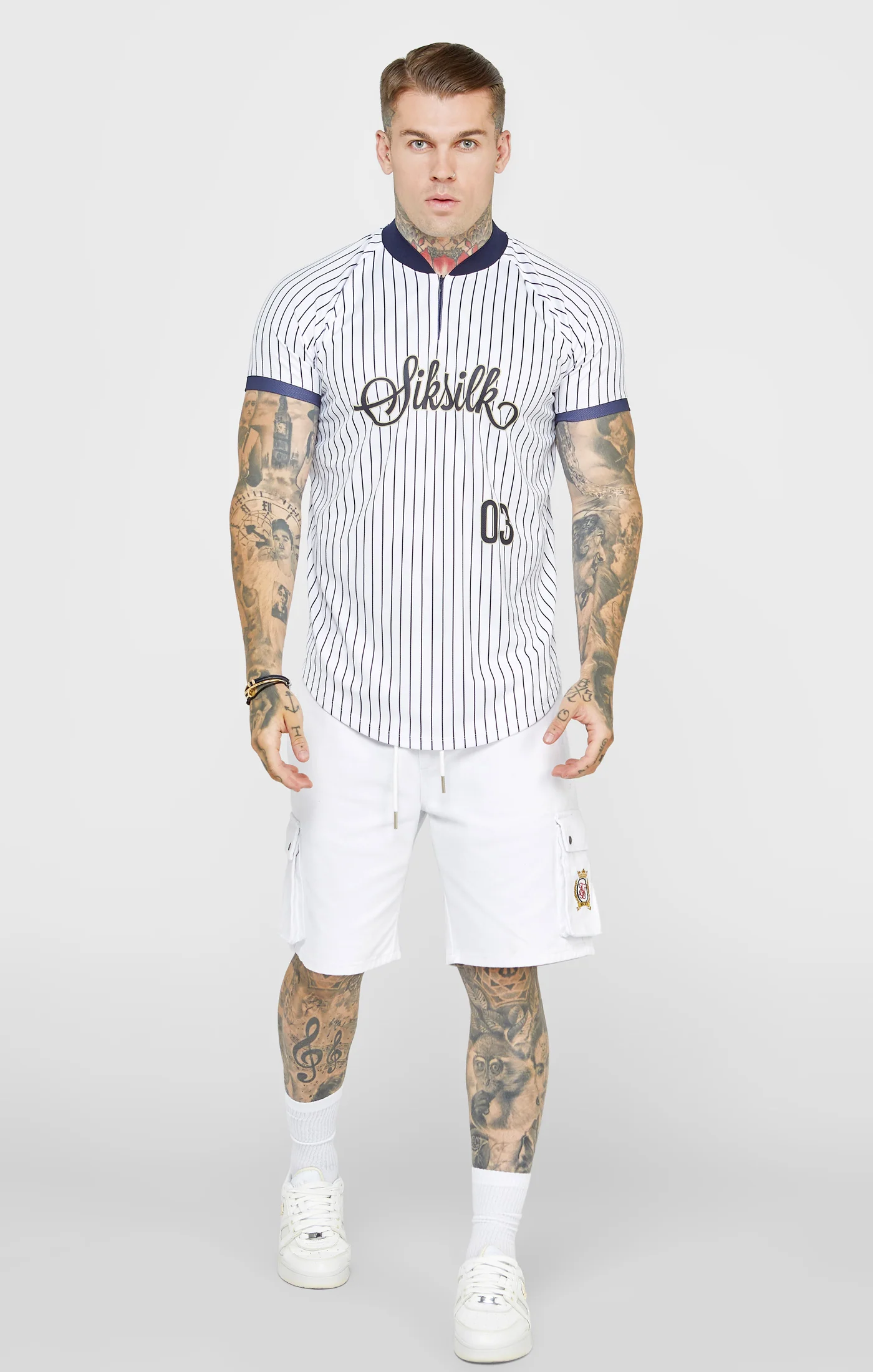White Fitted Baseball Jersey T-Shirt - Image 3