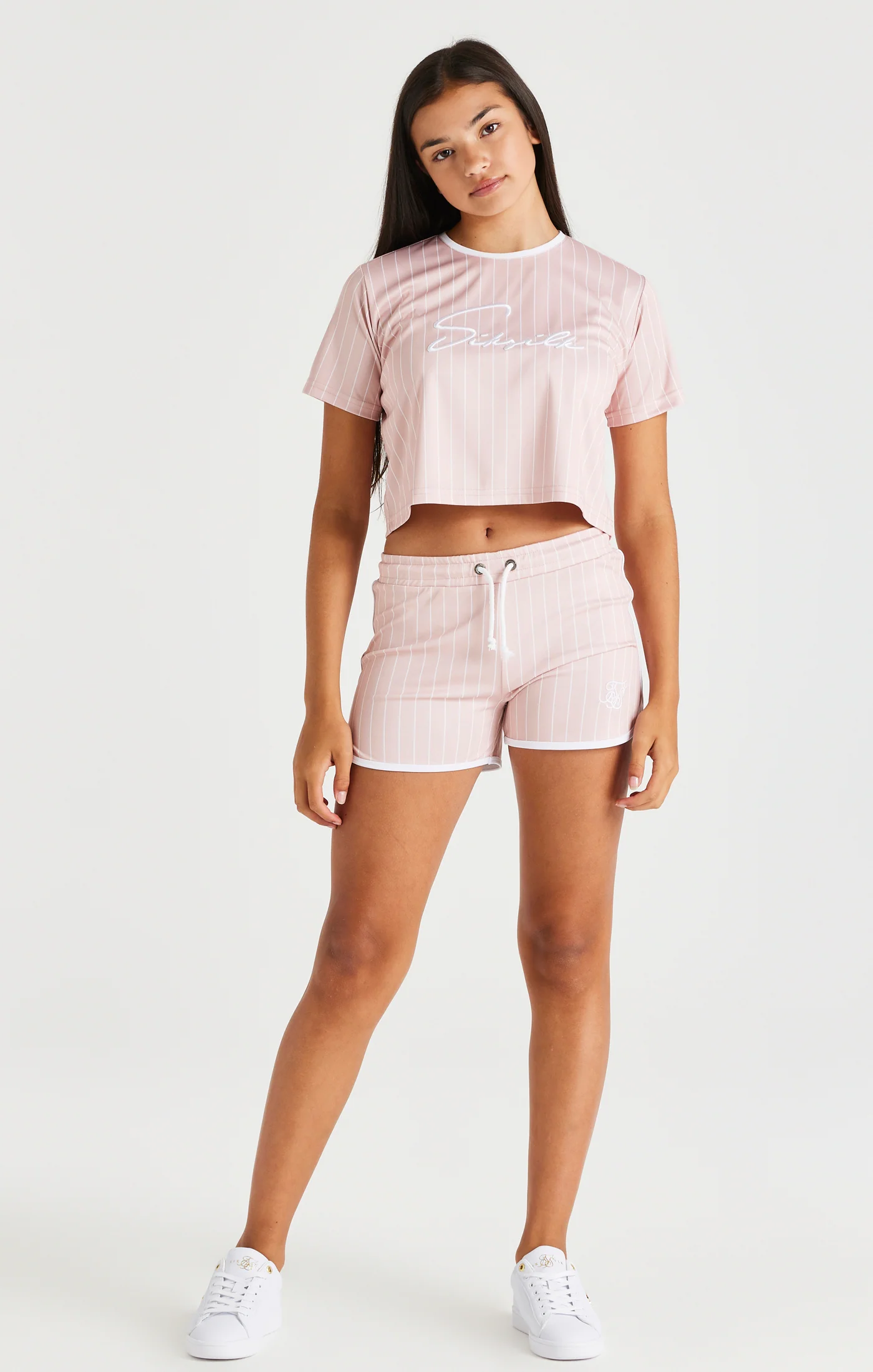 SikSilk Baseball Stripe Crop Tee - Pink - Image 3