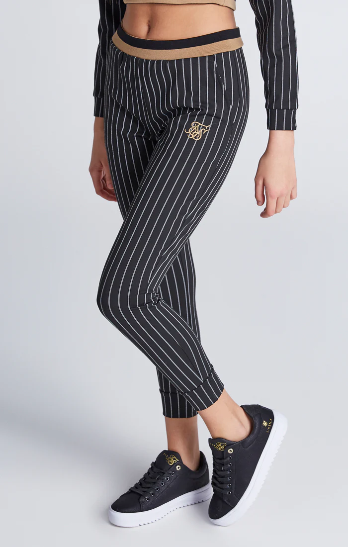 Girls Black Baseball Stripe Cropped Hoodie - Image 8