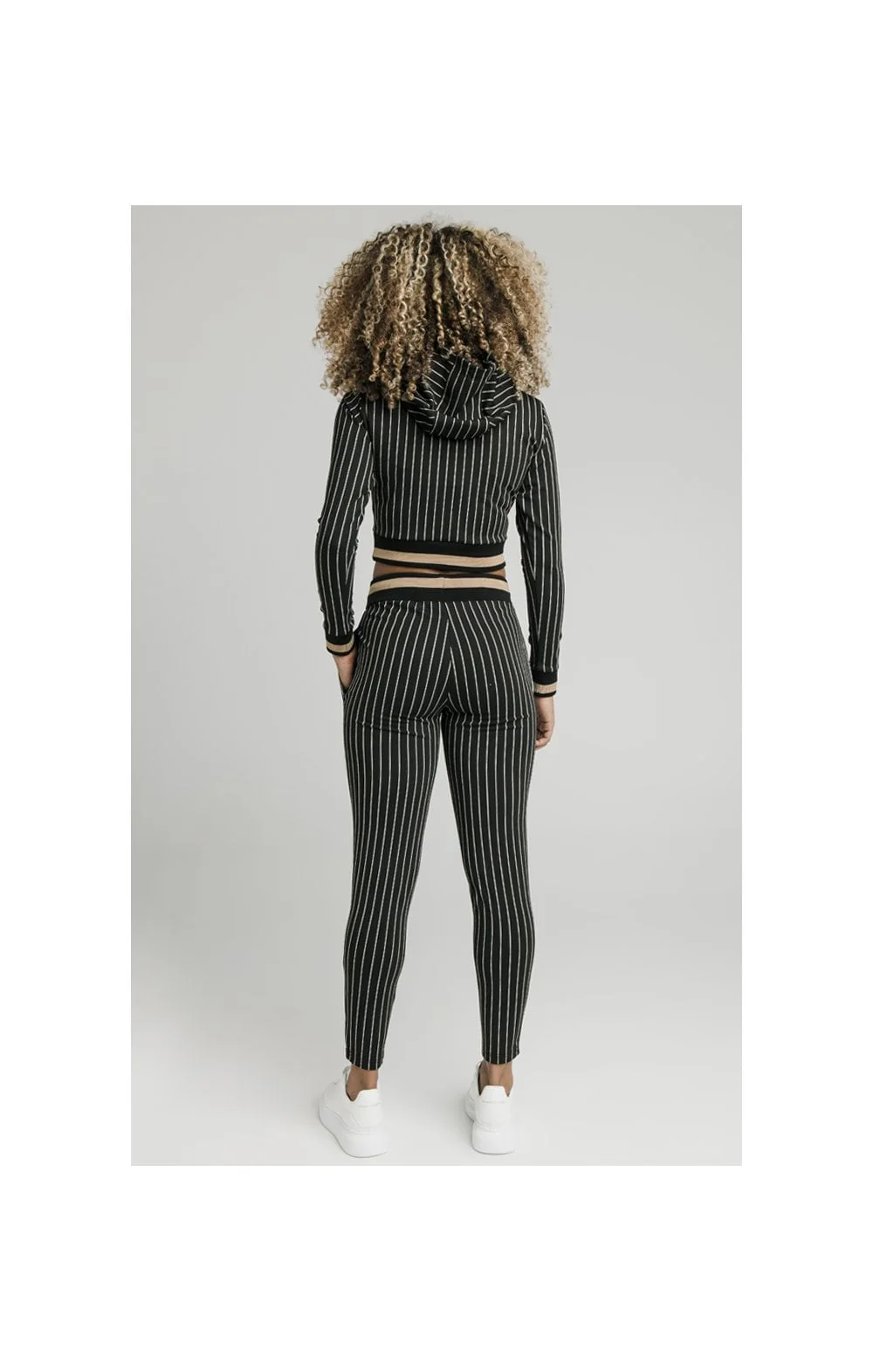 SikSilk Baseball Stripe Cropped Hoodie - Black - Image 7
