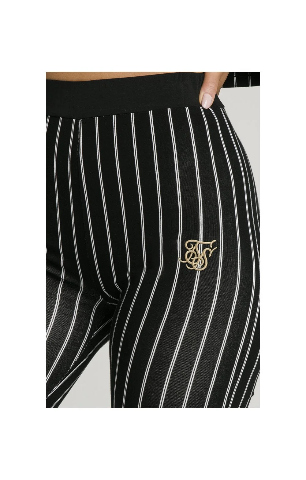 SikSilk Baseball Stripe Cycle Shorts - Black - Image 2