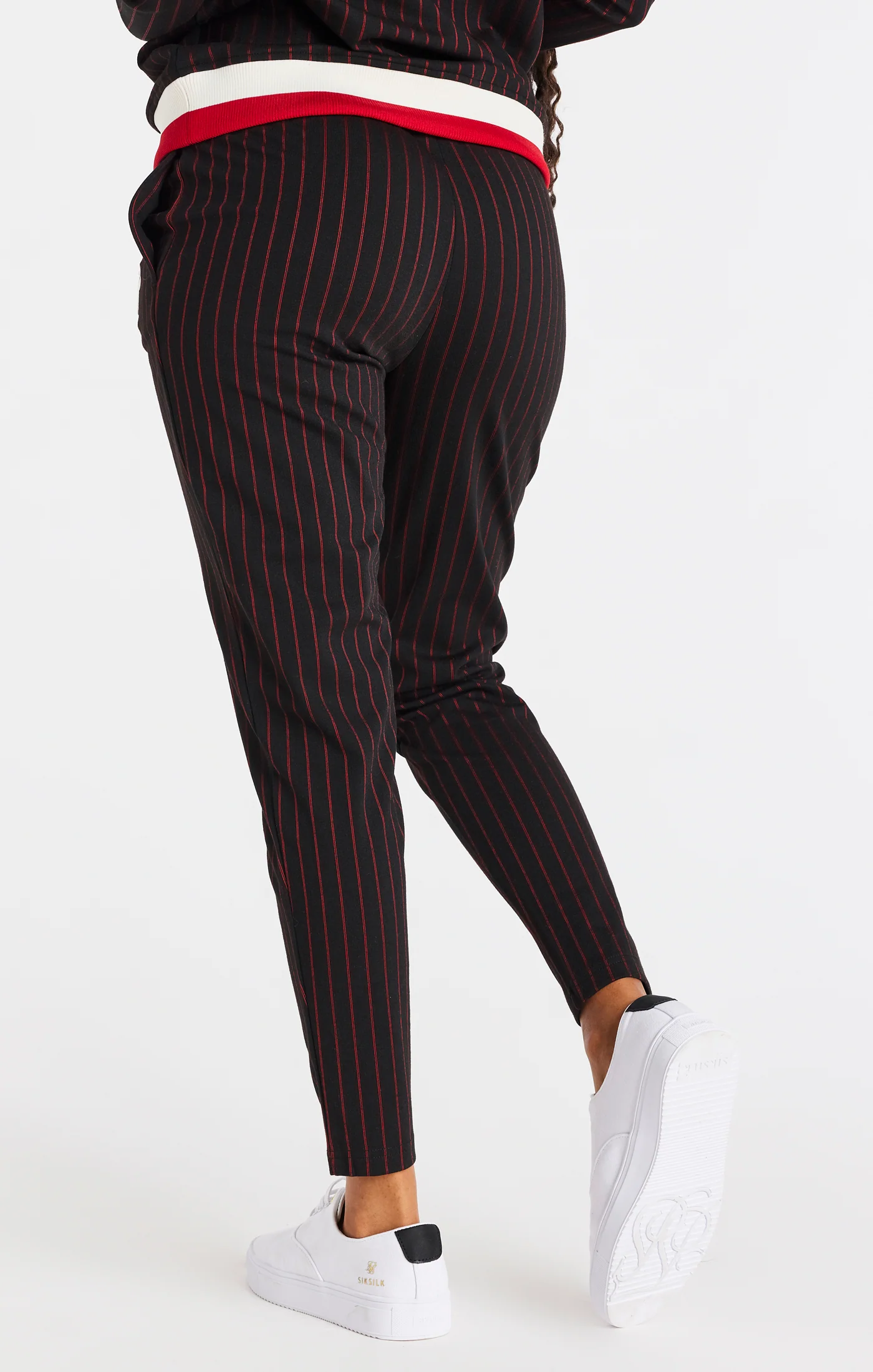 SikSilk Baseball Stripe Pants - Black & Red - Image 3