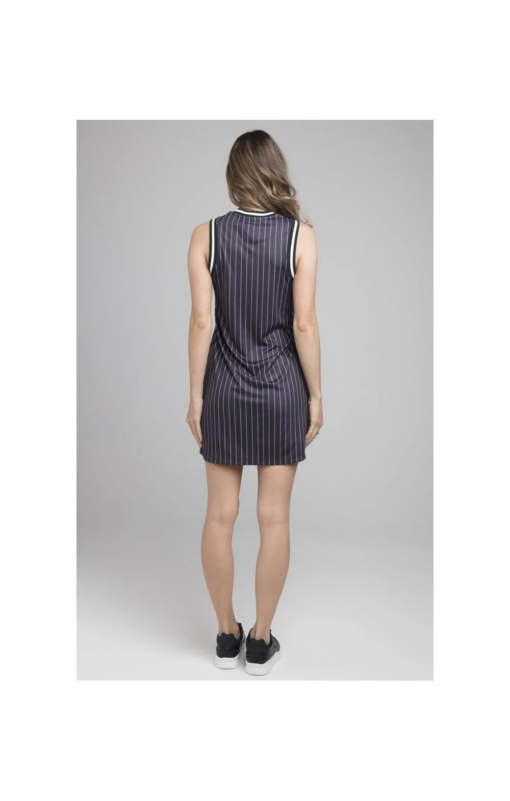 SikSilk Baseball Stripe Slit Dress - Black & White - Image 6