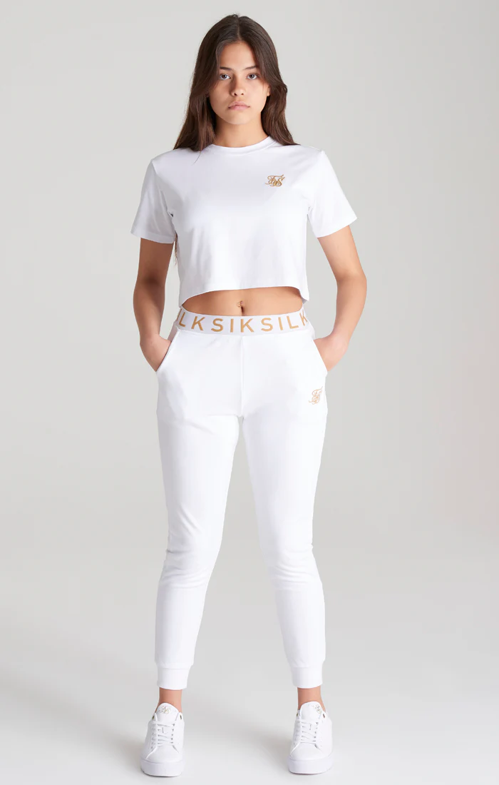 Girls White Logo Cropped T-Shirt - Image 5