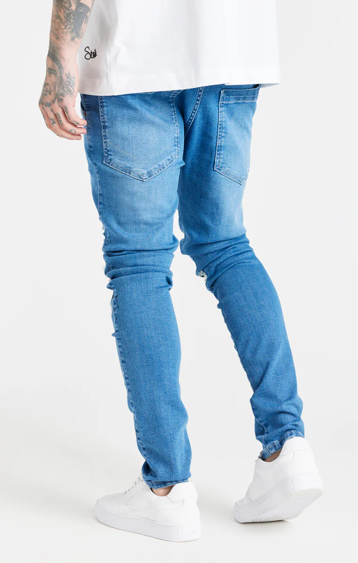 Blue Distressed Basic Cut Jean - Image 3