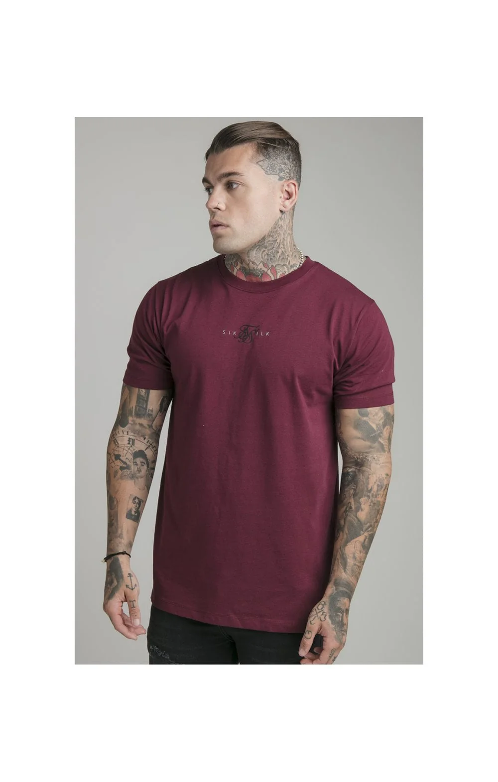 SikSilk Basic Tee - Burgundy