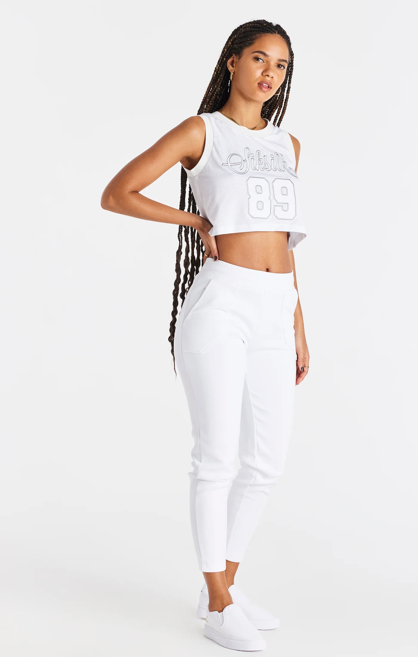 SikSilk Basketball Jogger - White - Image 4
