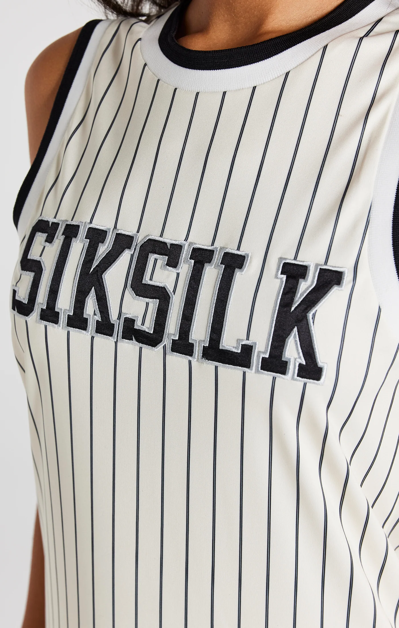 Ecru Basketball Pinstripe Dress - Image 3