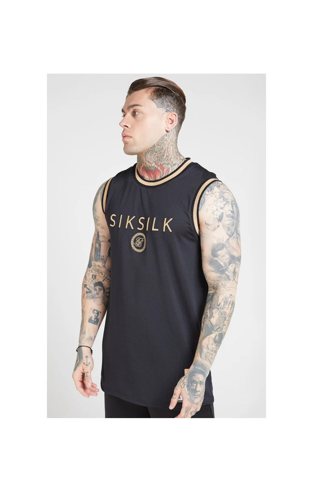 SikSilk BasketBall Vest - Black & Gold