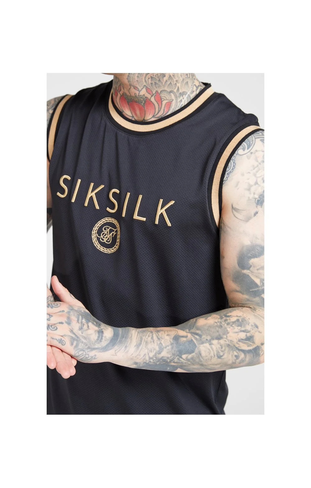 SikSilk BasketBall Vest - Black & Gold - Image 2