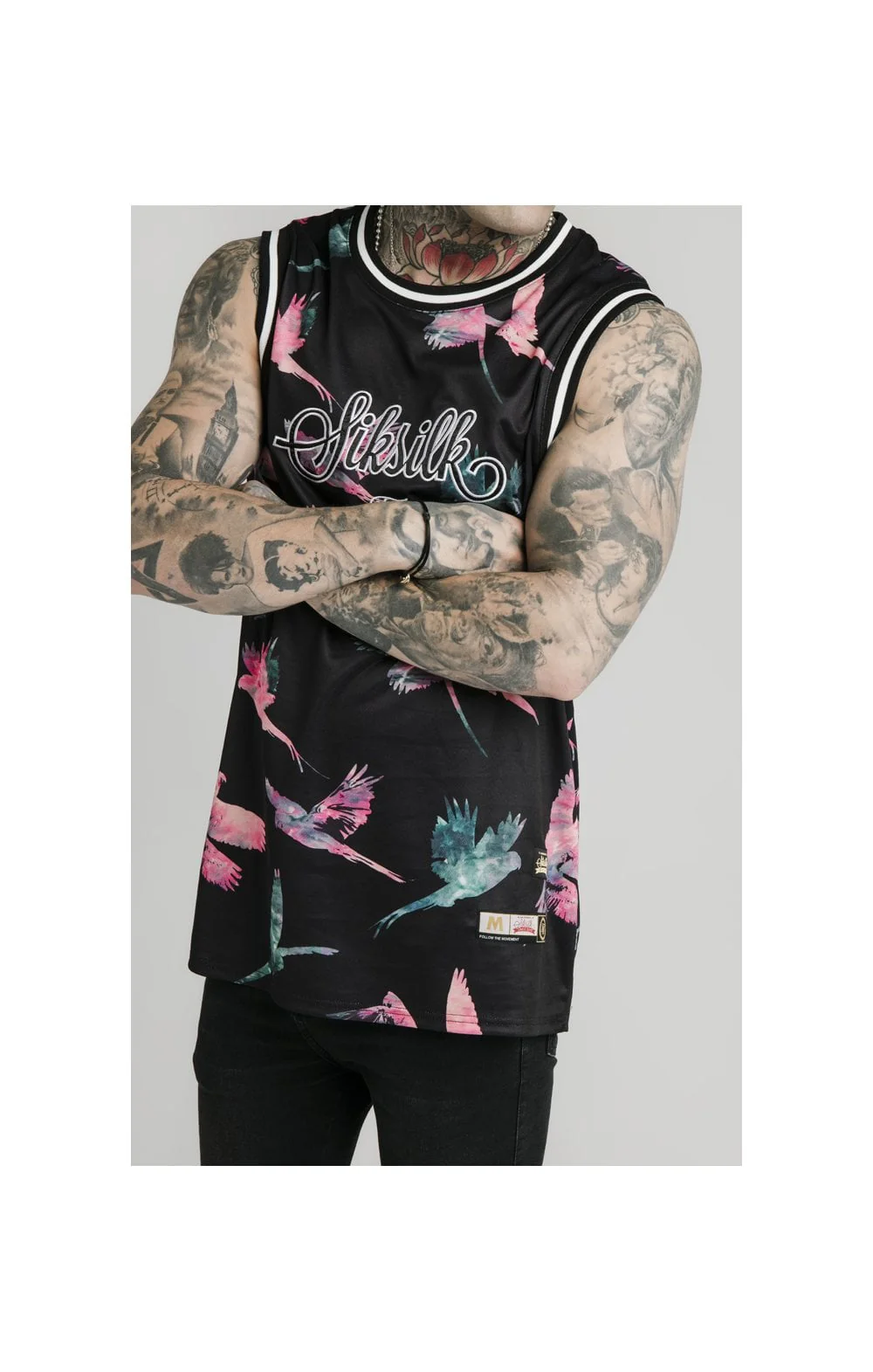 SikSilk Basketball Vest - Black,Teal & Pink - Image 2