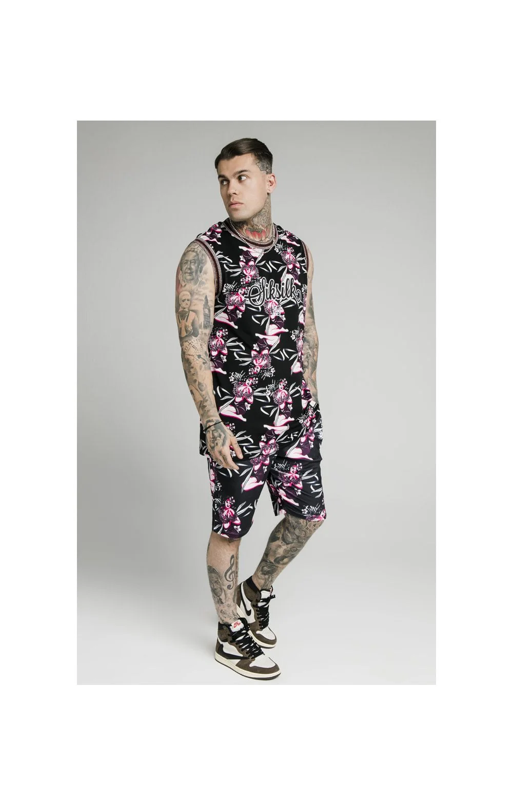 SikSilk Basketball Vest - Black & Tropics - Image 3