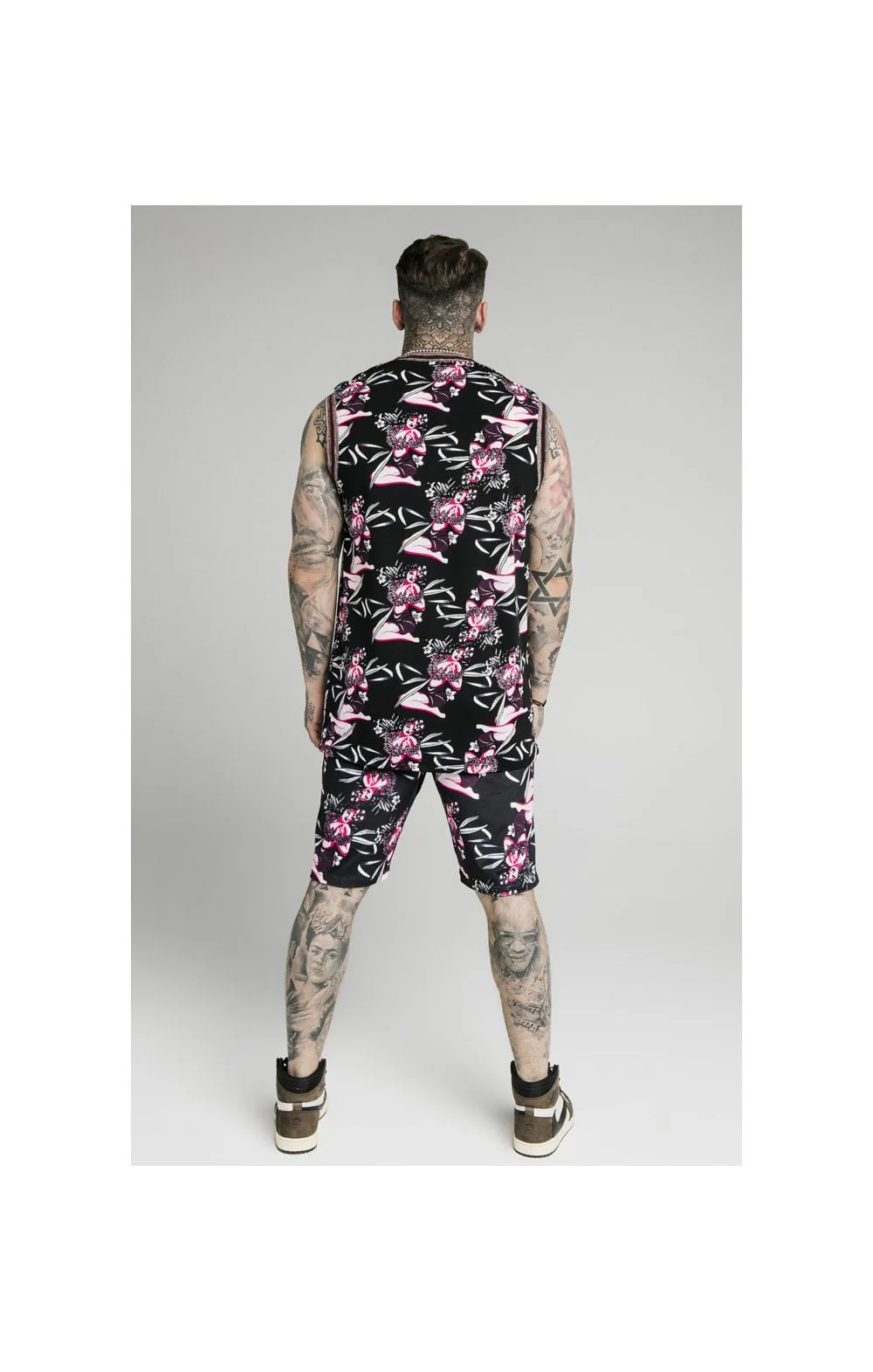 SikSilk Basketball Vest - Black & Tropics - Image 4