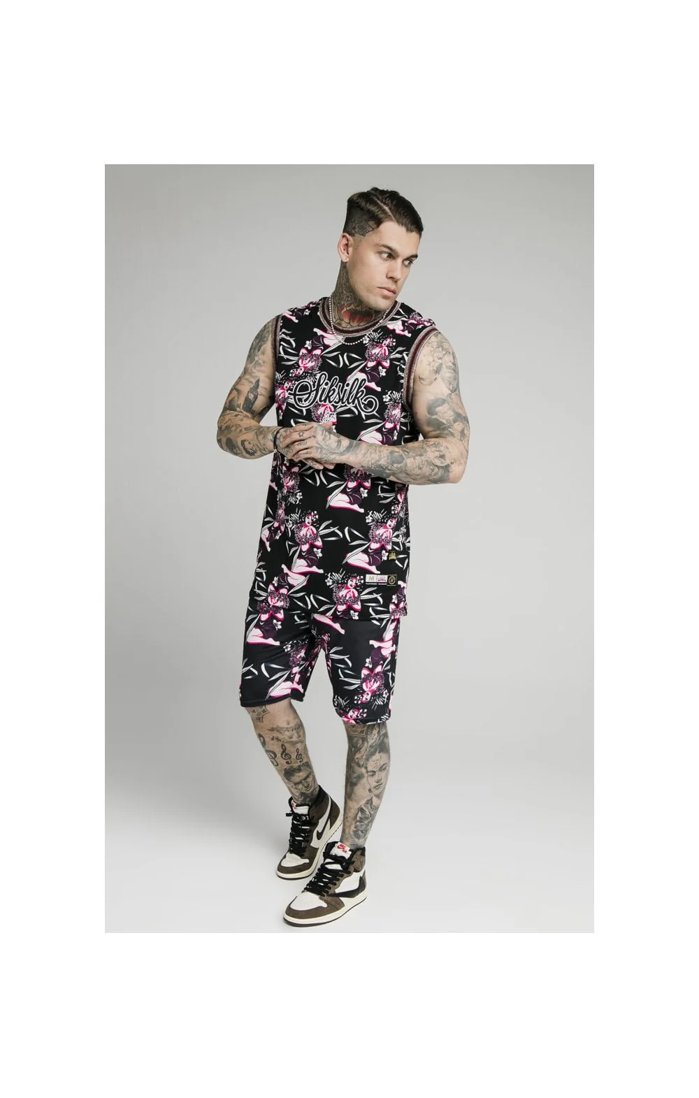 SikSilk Basketball Vest - Black & Tropics - Image 5