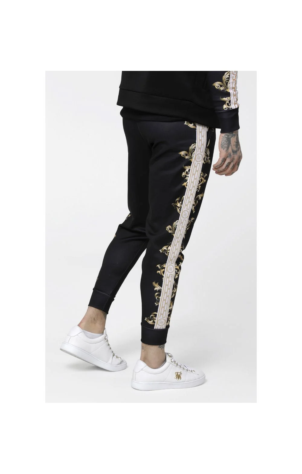 SikSilk Black Edition Polly Cuffed Pants - Black,White & Gold - Image 2
