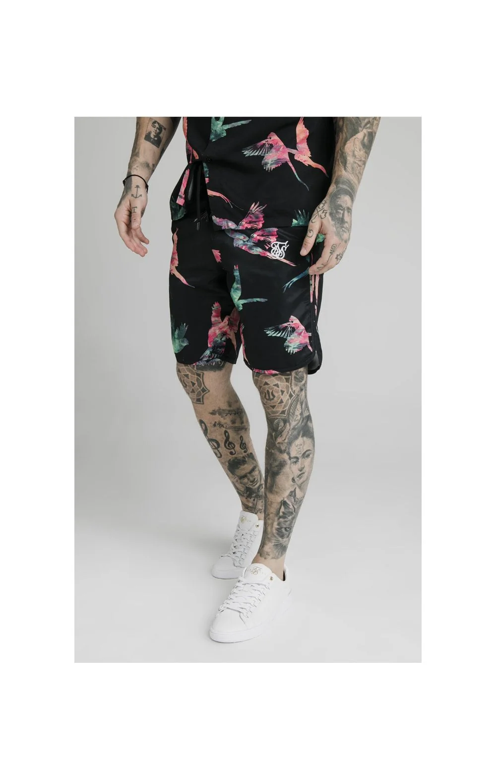 SikSilk Board Shorts - Black,Teal & Pink - Image 3