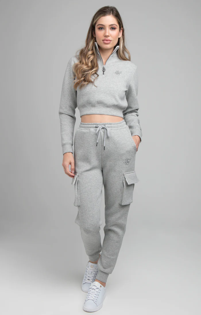SikSilk Borg 1/4 Zip Track Top - Grey Marl - Image 4