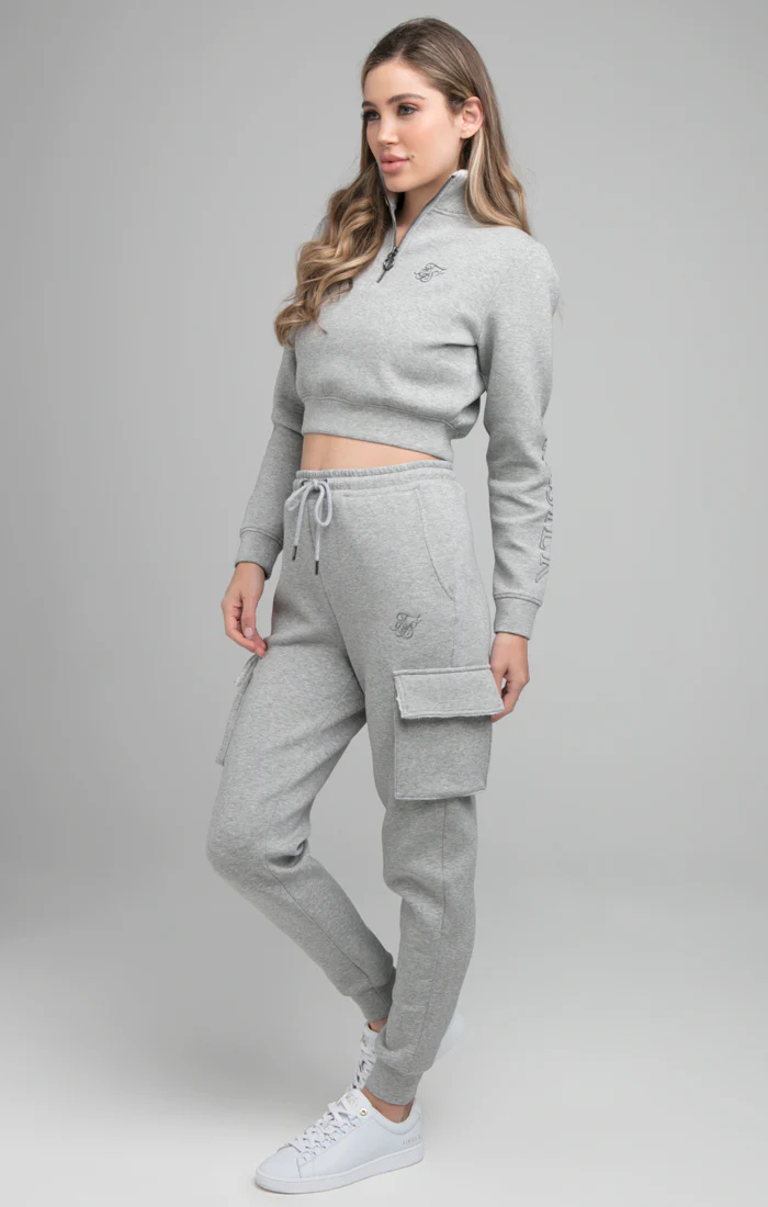 SikSilk Borg 1/4 Zip Track Top - Grey Marl - Image 5